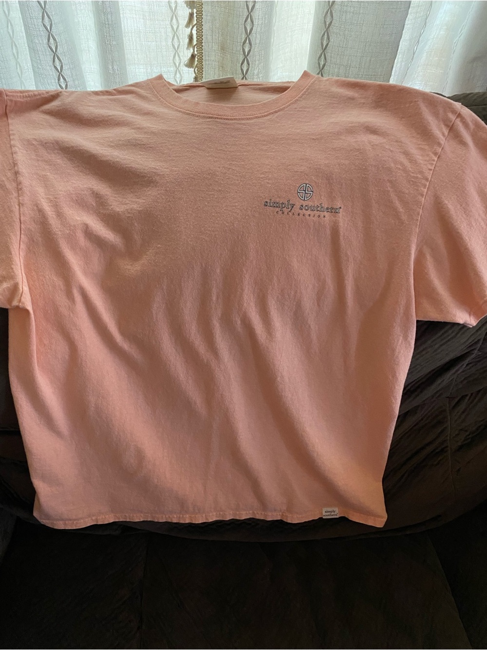 Simply Southern Peach Short Sleeve Tee with Chest Logo